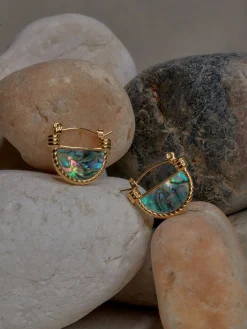 Abalone Shell Petite Hoops