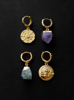 Amethyst Stone Mismatched Huggies