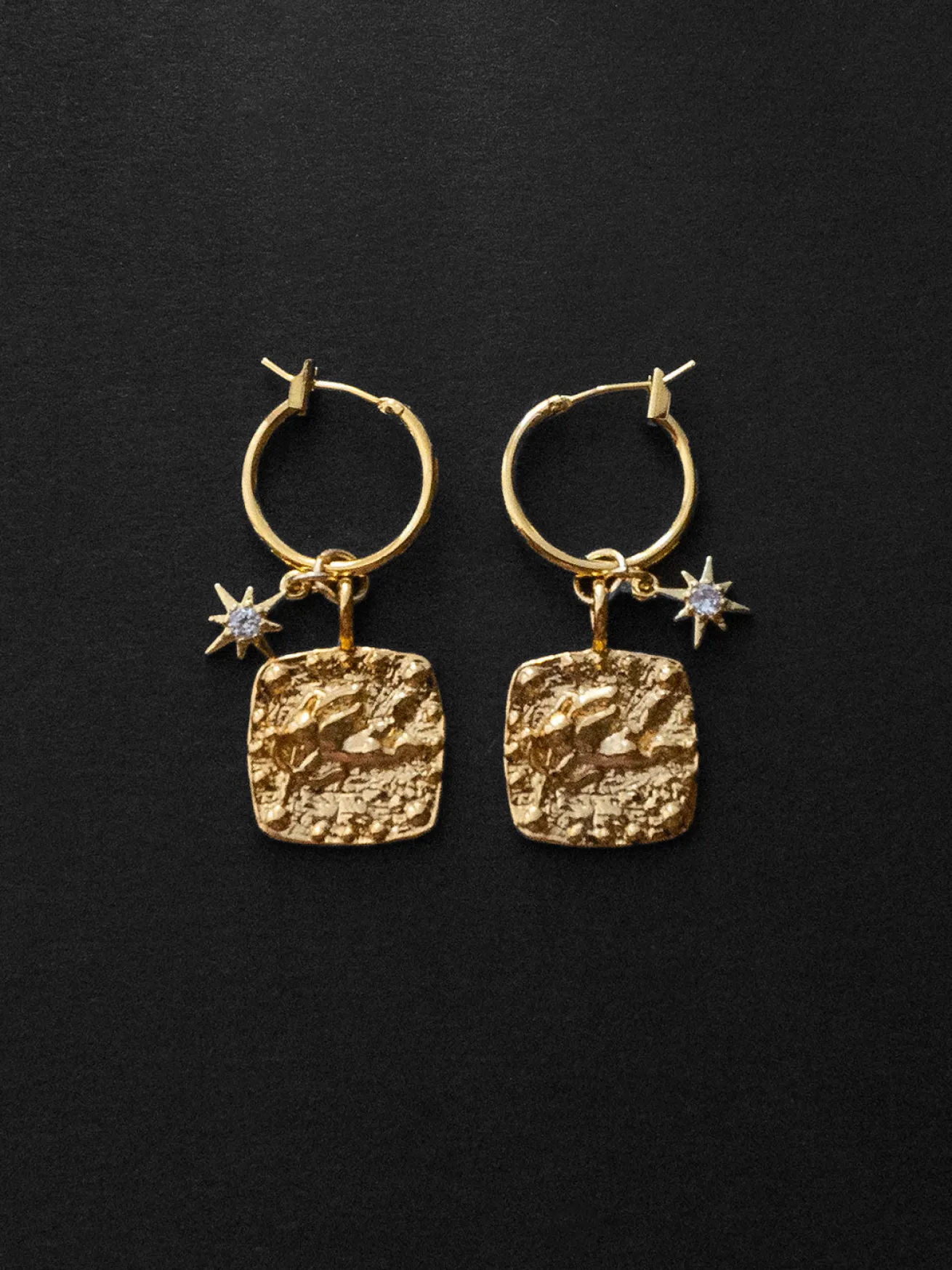 Ancient Cupid Hoops with Starburst Charms