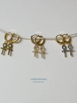 Ankh Huggies - Blue Gemstones