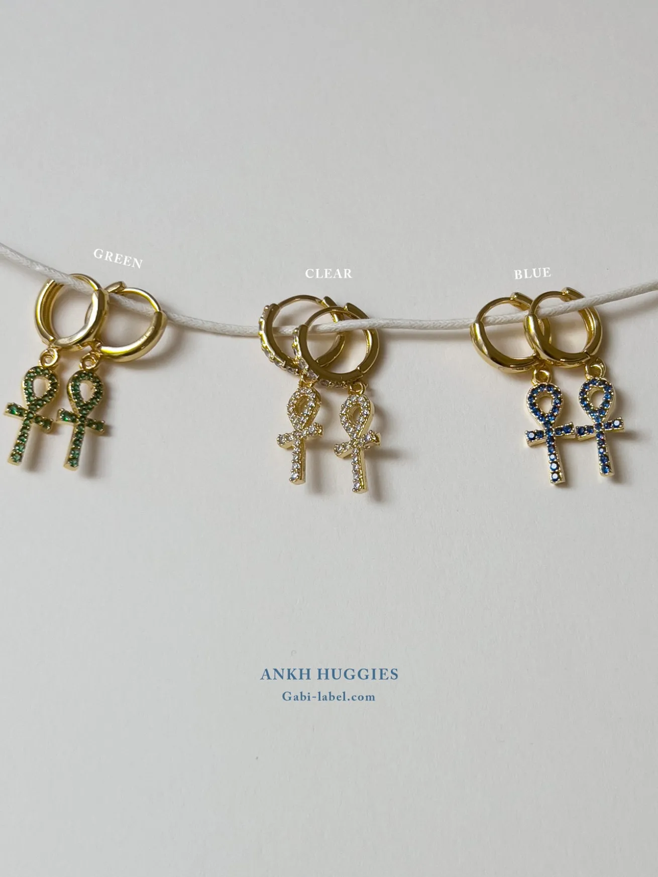 Ankh Huggies - Blue Gemstones