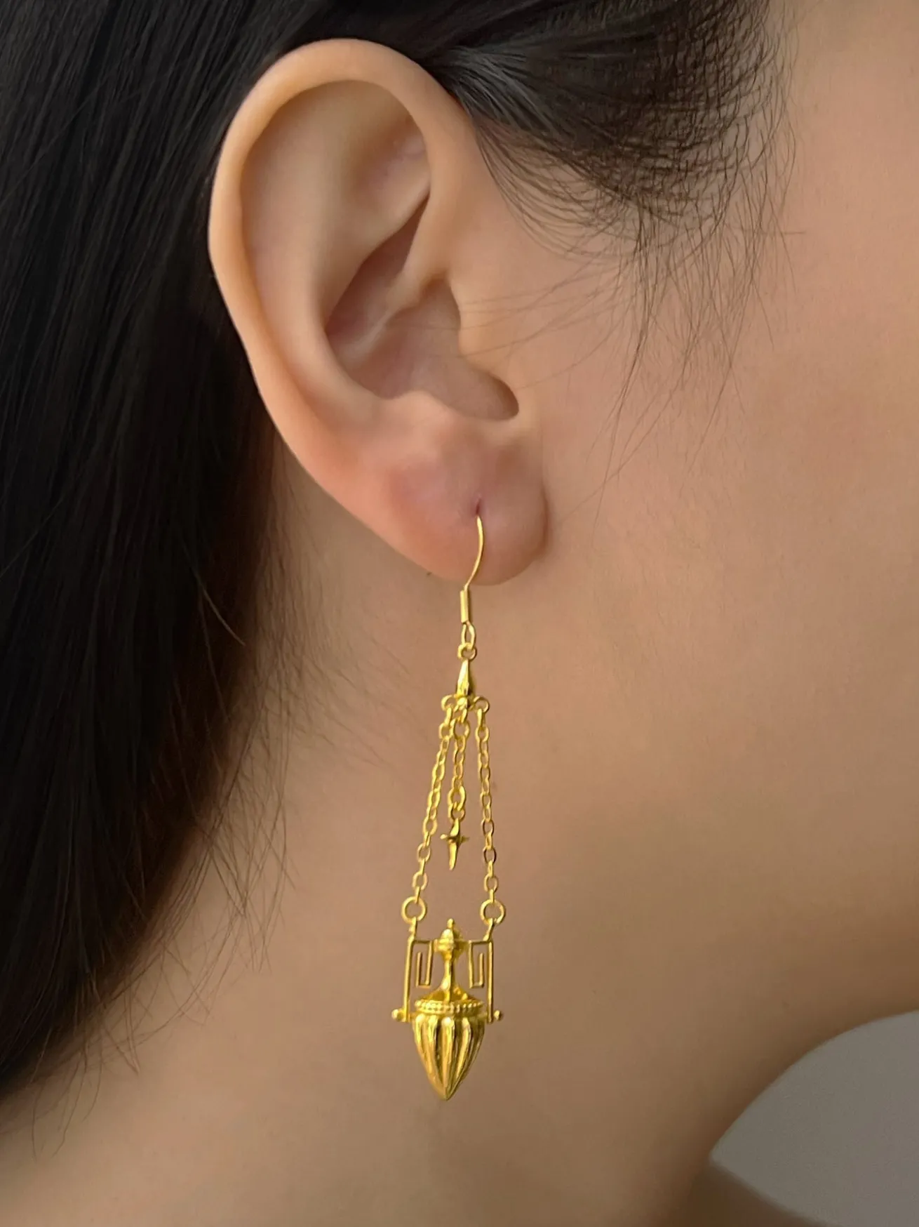 Antique Ornate Dangling Vase Earrings