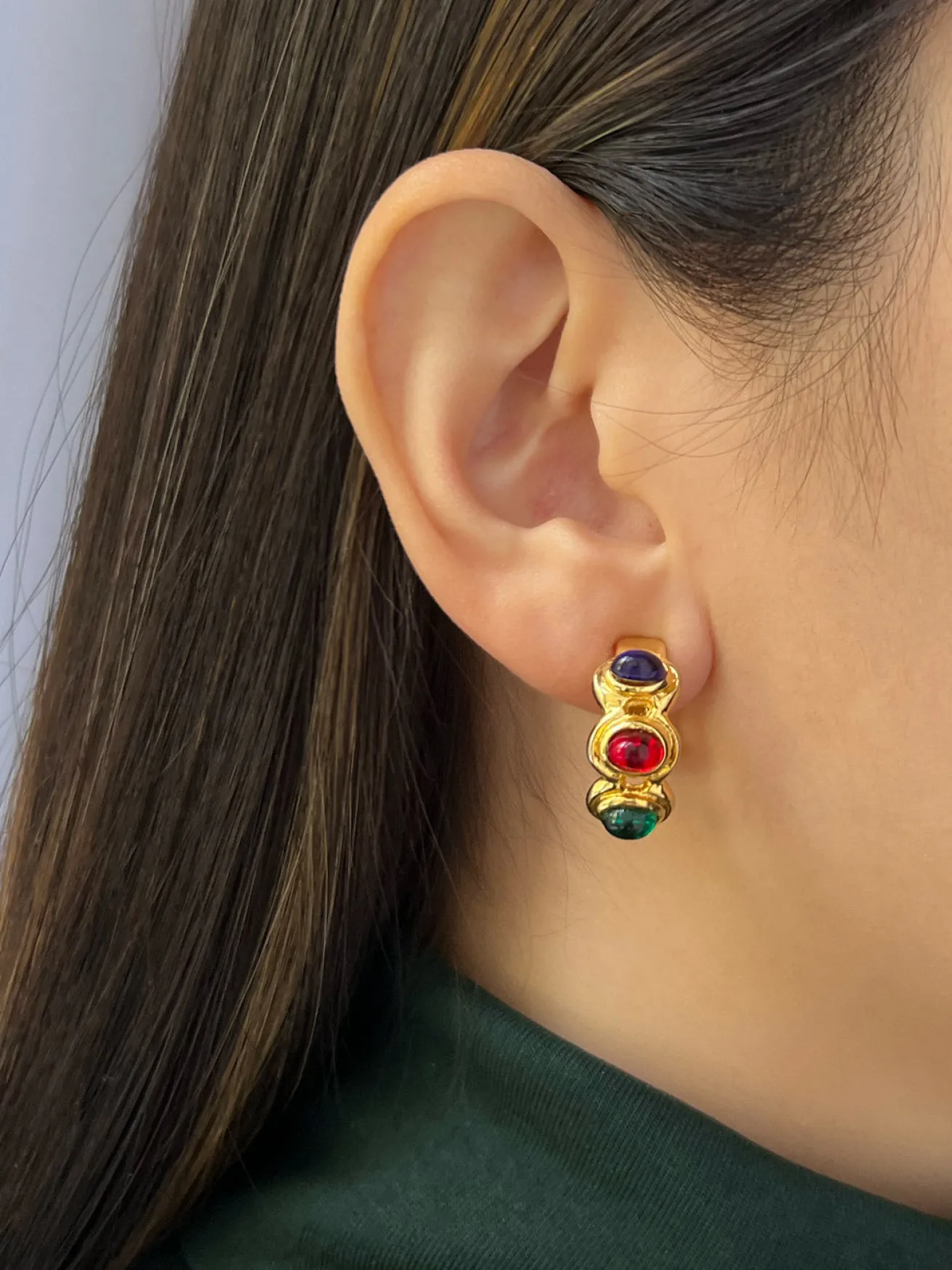 Baroque Infinity Stones Hoop Clip-Ons (Vintage)