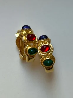 Baroque Infinity Stones Hoop Clip-Ons (Vintage)