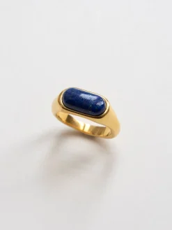 Blue Stone Smooth Gold Ring