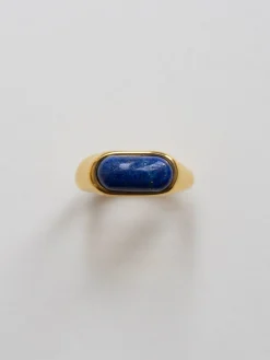 Blue Stone Smooth Gold Ring