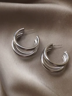 Bold Triple Hoops - Silver *Platinum-plated