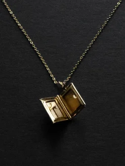 Book Locket Necklace - Gold