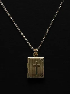 Book Locket Necklace - Gold