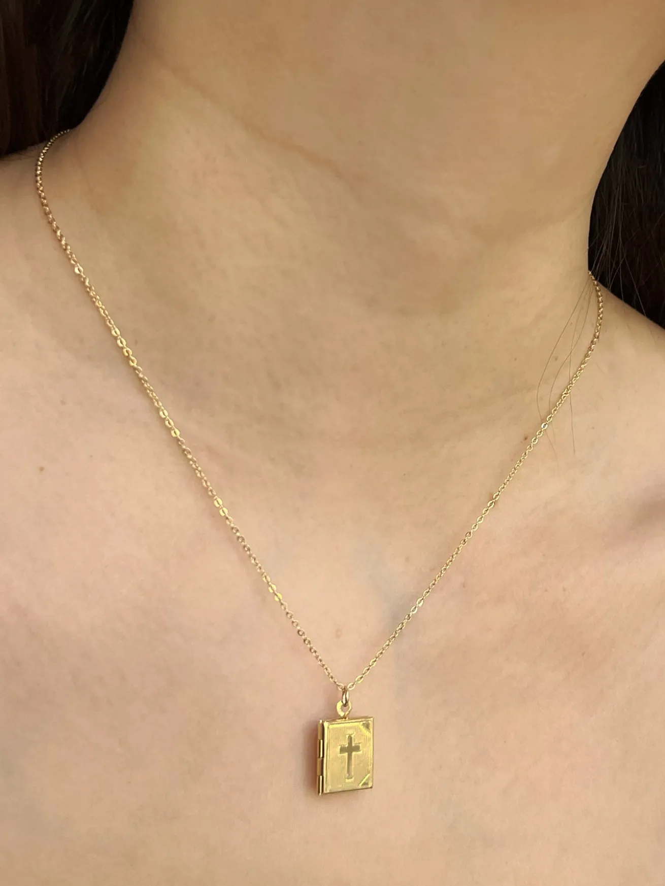 Book Locket Necklace - Gold