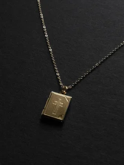 Book Locket Necklace - Gold
