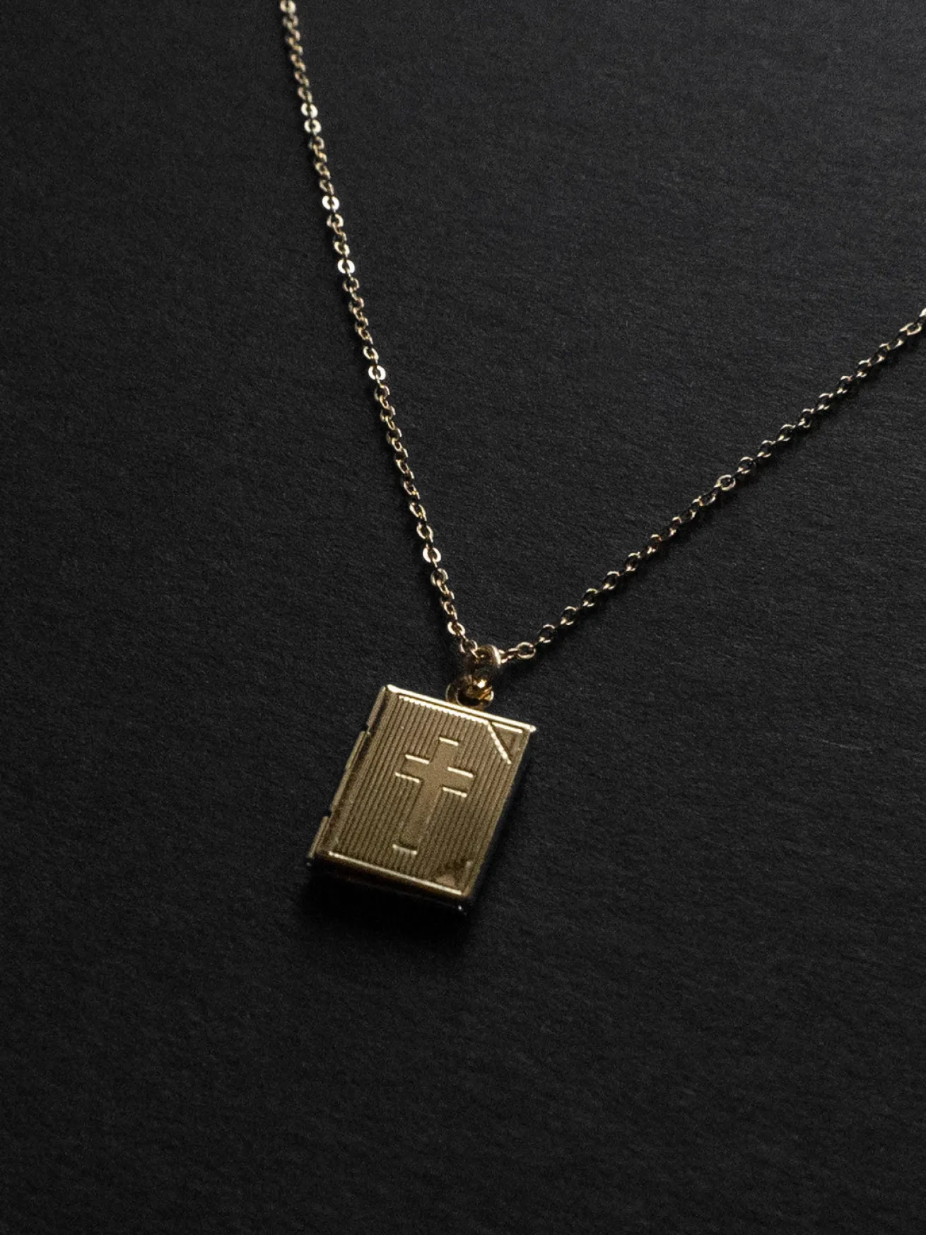 Book Locket Necklace - Gold