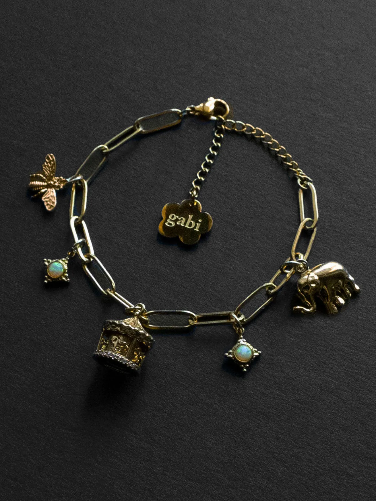 Carnival Charm Bracelet - Carousel, Elephant, Bee