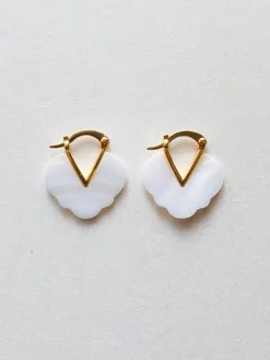 Carved Shell Cloud Earrings