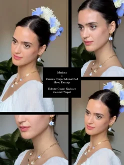 Ceramic Teapot Mismatched Hoop Earrings