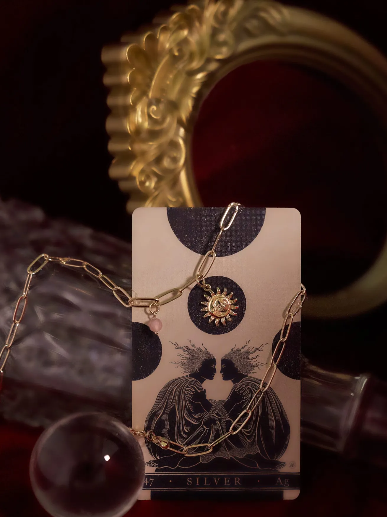 Charmed Sun-Moon Paperclip Necklace - Light