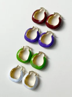 Chic Enamel Hoops - Purple