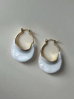 Chic White Enamel Hoops