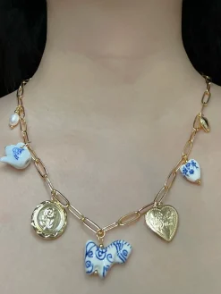 Chunky Ceramic Charm Necklace - Pony, Teapot & Jumbo Lockets