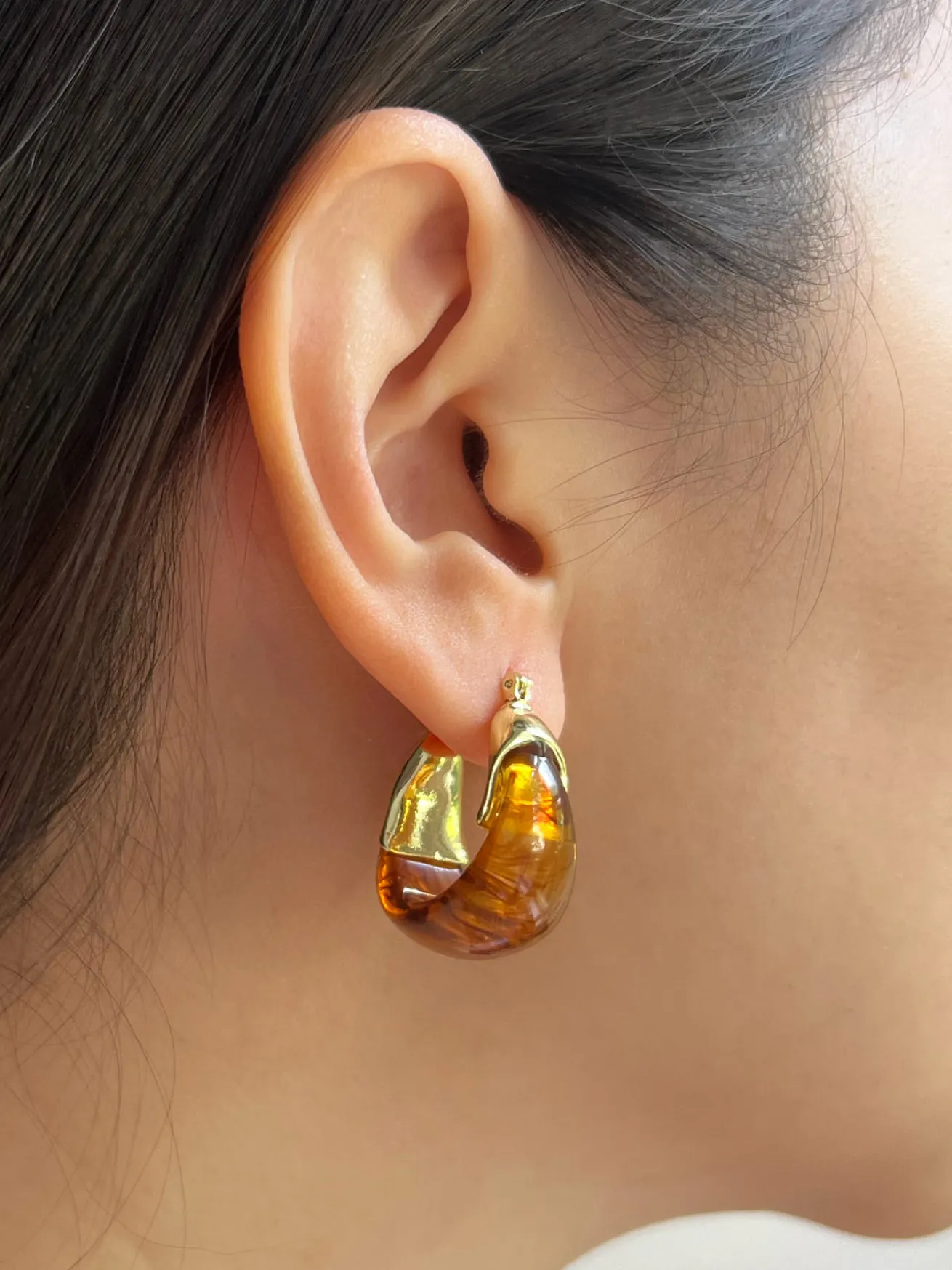 Chunky Cradle Hoops - Brown