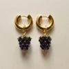 Chunky Gold Hoops - Glass Grape