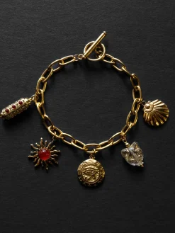 Chunky Gold Talisman Bracelet - Eye of Horus Charm