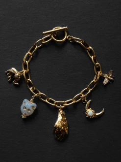 Chunky Gold Talisman Bracelet - Evil Eye Hand Charm