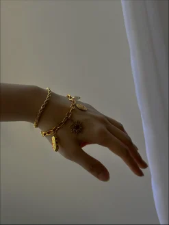 Chunky Gold Talisman Bracelet - Eye of Horus Charm