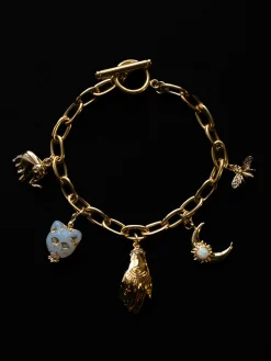 Chunky Gold Talisman Bracelet - Evil Eye Hand Charm