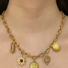 Chunky Gold Talisman Necklace - Eye of Horus Charm