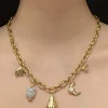 Chunky Gold Talisman Necklace - Evil Eye Hand Charm