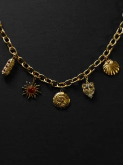 Chunky Gold Talisman Necklace - Eye of Horus Charm