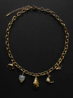 Chunky Gold Talisman Necklace - Evil Eye Hand Charm
