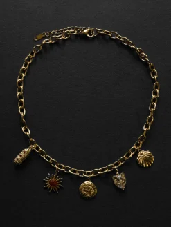 Chunky Gold Talisman Necklace - Eye of Horus Charm