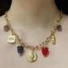 Chunky Gold Tasliman Necklace - Roman Coin, Glass Berries