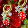Chunky Strawberry Hoops with Assorted Charms - Red