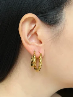 Chunky Twist Gold Hoops