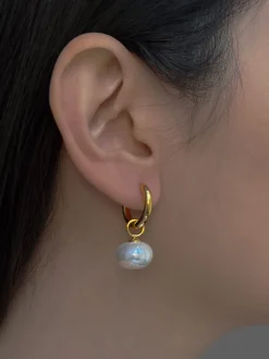 Classic Pearl Hoops - Gold