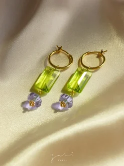 Colour Glass Crystal Hoop Earrings
