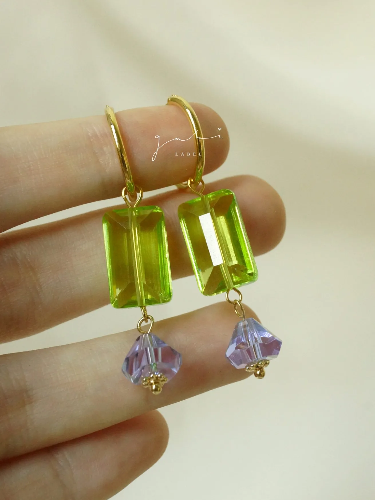 Colour Glass Crystal Hoop Earrings