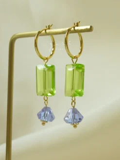 Colour Glass Crystal Hoop Earrings