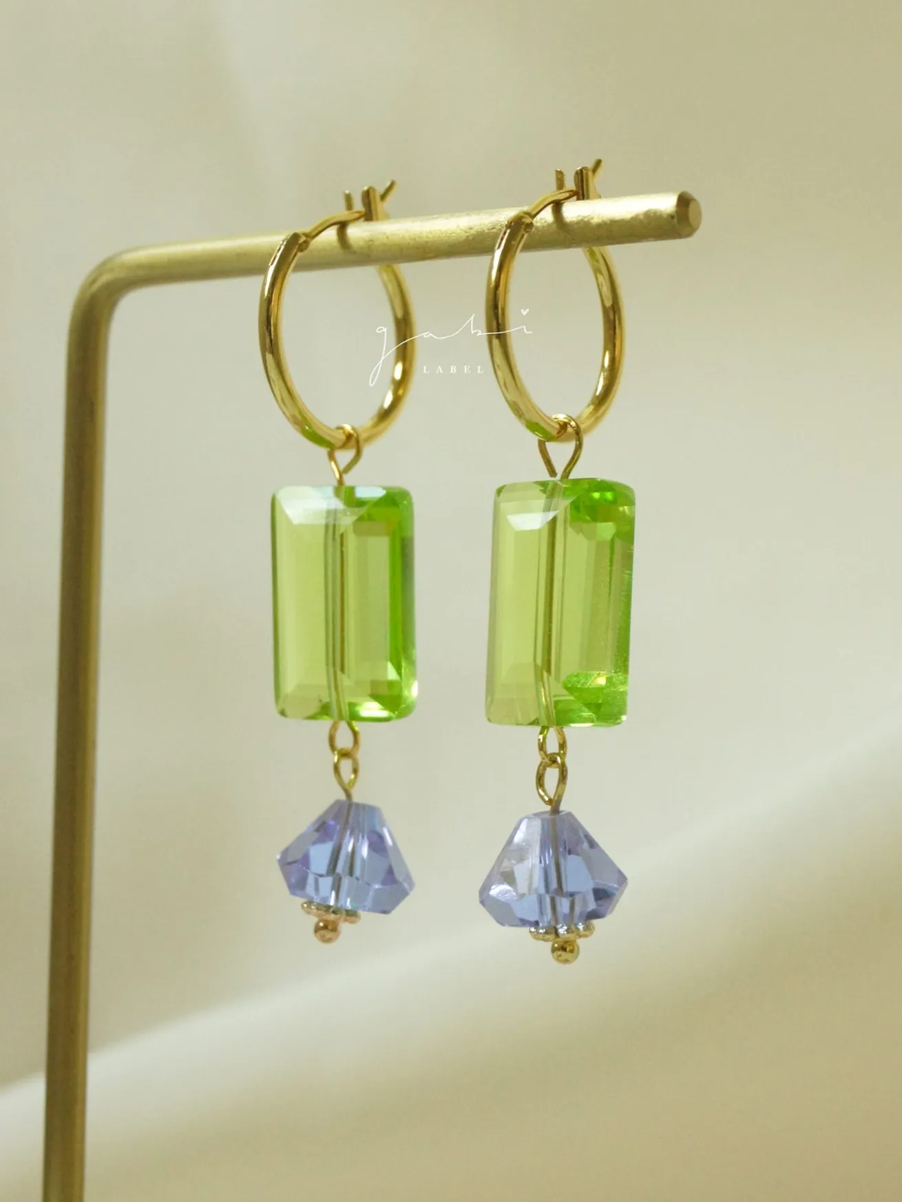Colour Glass Crystal Hoop Earrings