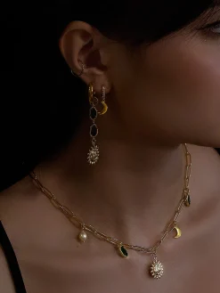 Crescent Moon Pavé Huggies