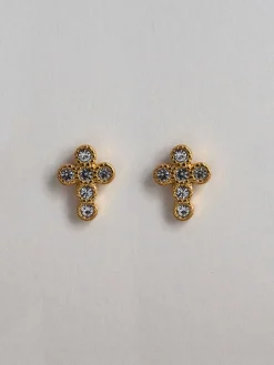 Cross Earstuds - Gemstone