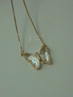 Crystal Butterfly Necklace - Clear *14k Gold-plated