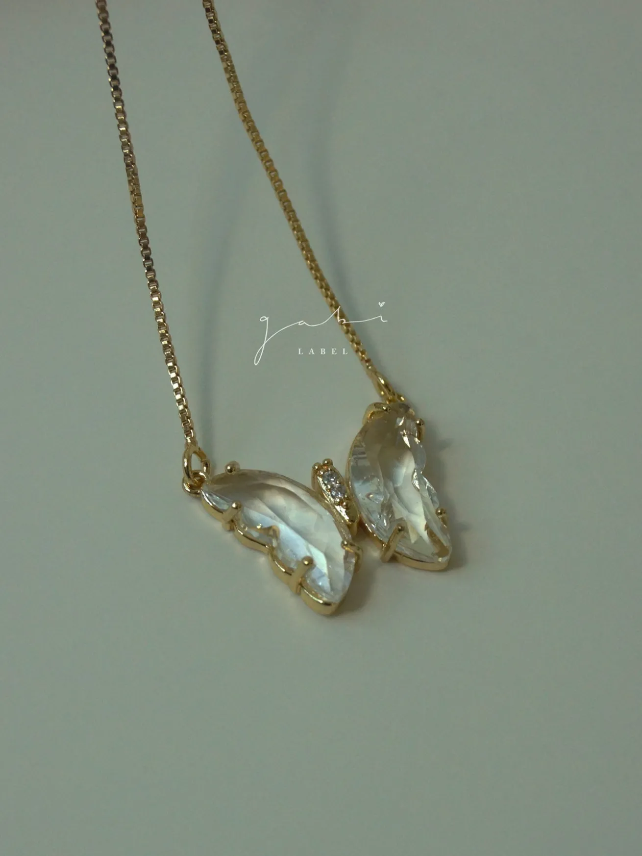 Crystal Butterfly Necklace - Clear *14k Gold-plated