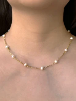 Dainty Freshwater Pearl Stainless Steel Necklace