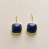 Dark Blue Stone Pendant Earrings