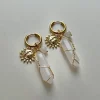Divine Sun-Moon Hoops - Clear Quartz