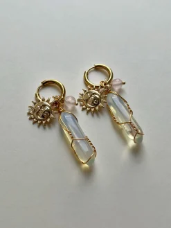 Divine Sun-Moon Hoops - Moonstone